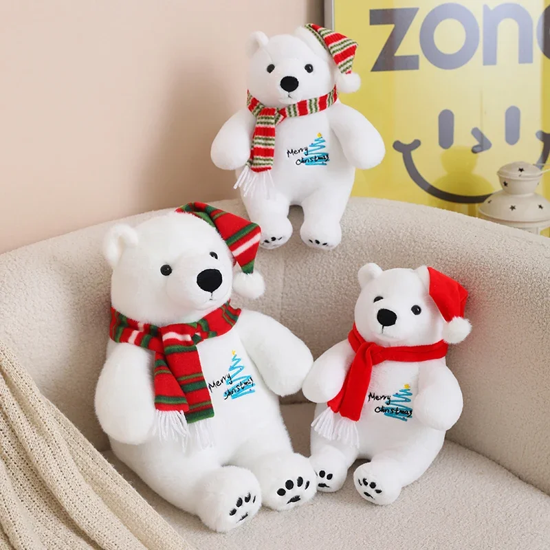 

2024 Christmas Polar Bear Plush Toy Doll Cute Bear Toys Merry Christmas Pillow Decoration for Home Xmas Ornament Girl Kids Gifts