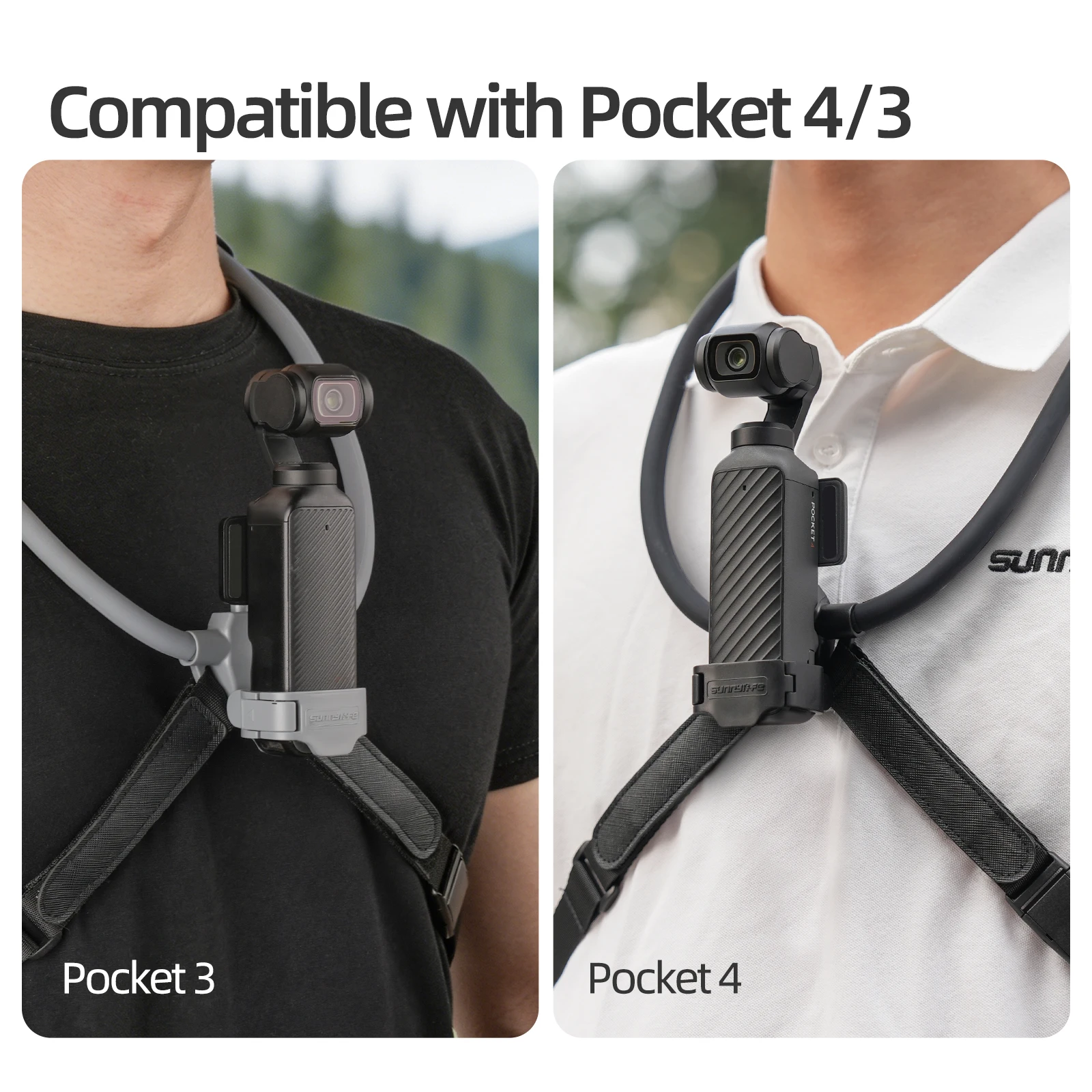 

Держатель для шеи для DJI Pocket 4/3, подвесная подставка на шею с удлинительной рамкой и креплением на грудь для съемки от первого лица.