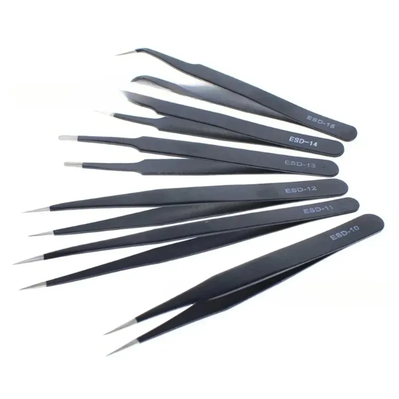 6 stücke Edelstahl Antistatische Pinzette Werkzeug Reparatur Vogelnest Pick Art von Präzision Wimpern Pfropfen Spezielle Clip