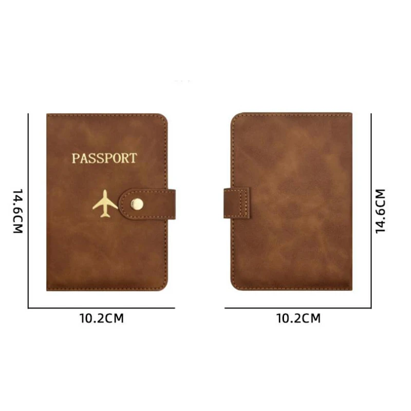 Nuovo portafoglio per passaporto con chiusura multifunzionale Porta carte di credito multi-carta in pelle PU Porta passaporto con logo dorato per aereo Cas