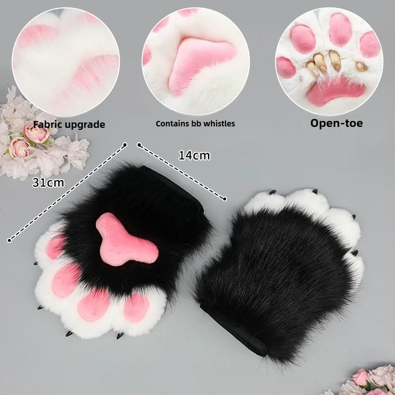 Nuevos guantes de uñas con garras de animales de peluche, accesorios de disfraces de Anime Cos para Halloween, accesorios de Cosplay para niñas, accesorios de Anime