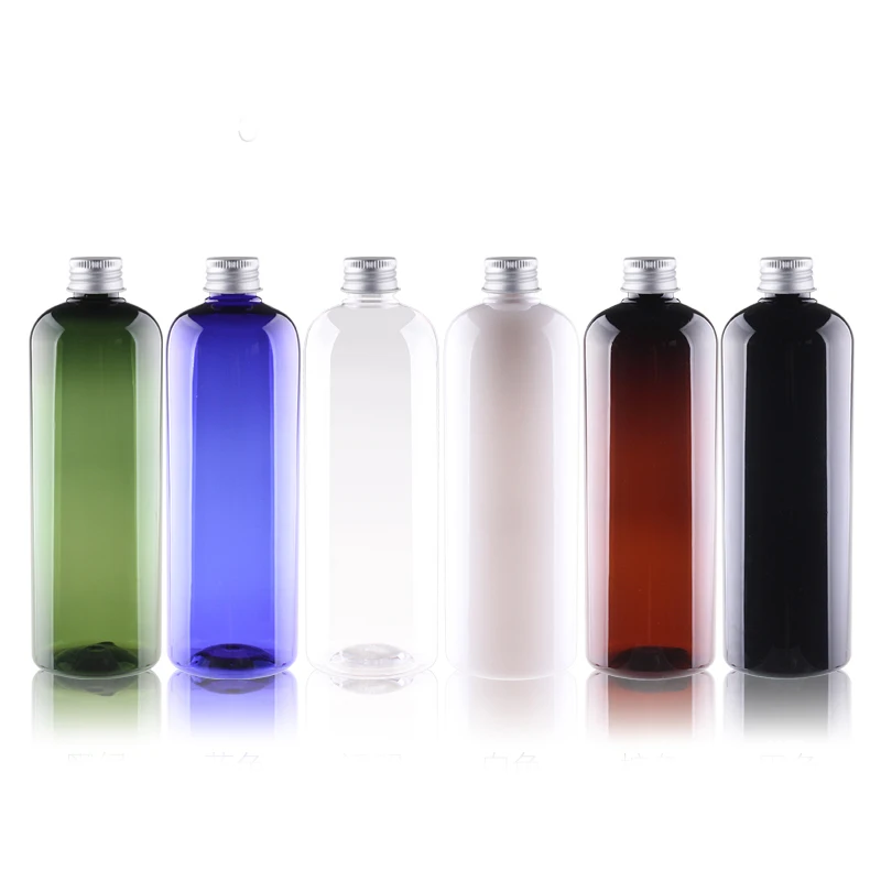 20pcs 100ML Round PET Bottle With Aluminum Screw Lid 120ML 200ML 250ML Lotion Refillable Bottle Insert 500ML Container QY22401