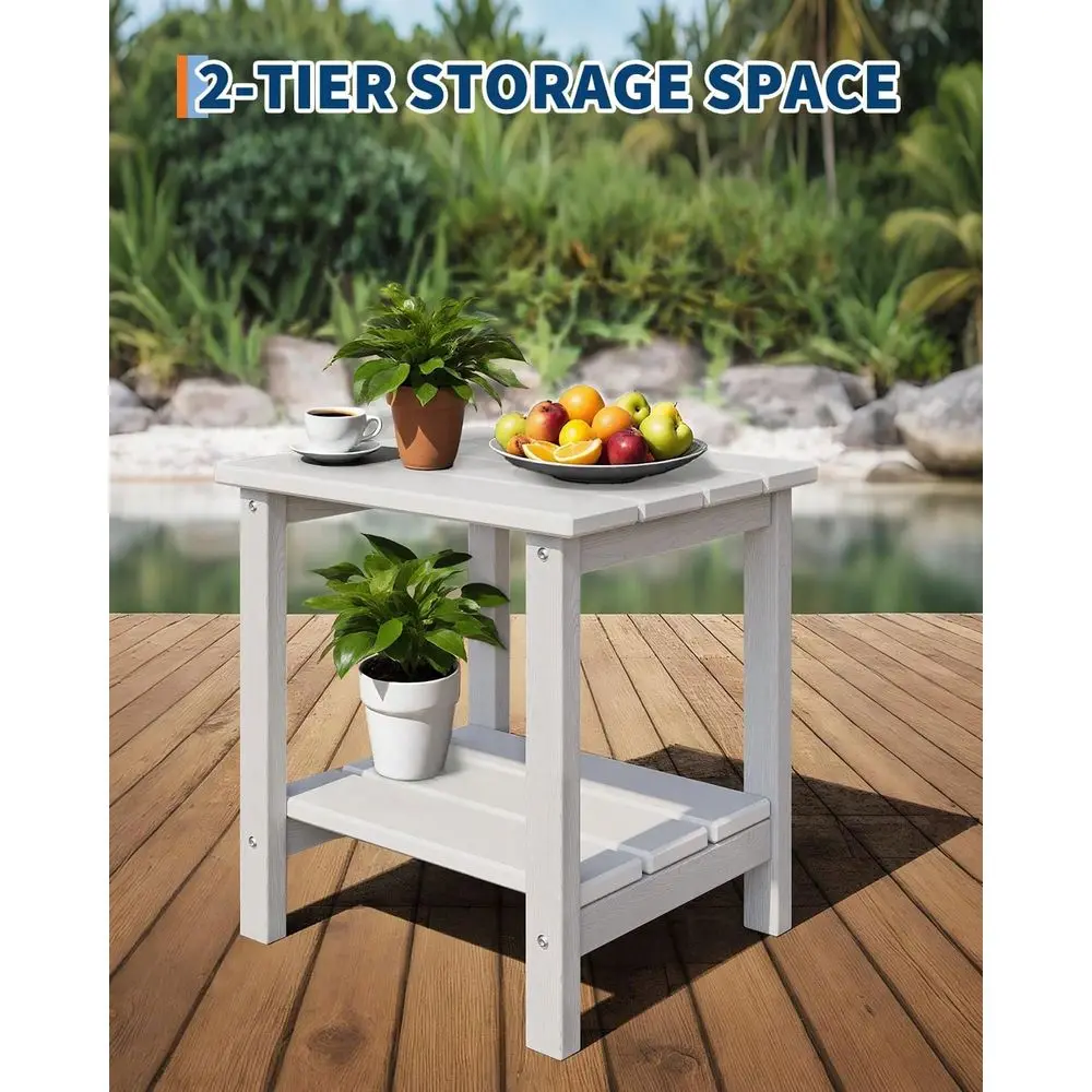 

Outdoor Side Table 18 X 15 Inch, HDPE 2Tier Patio Side Tables For Outside, AllWeather End Table For Patio Pool Deck Indoor Back