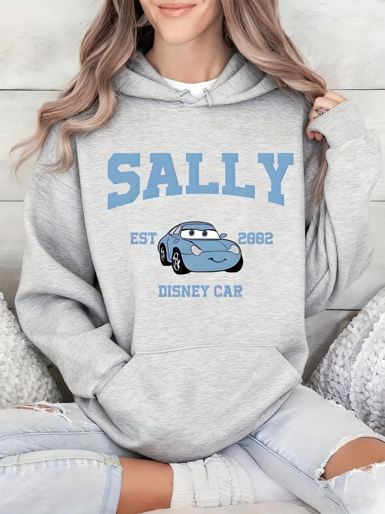 Disney Sally Carrera Hoodie für Damen, Herbst und Winter, Fleece-Kapuzenpullover, Unisex, Streetwear, Übergröße, locker, lässig