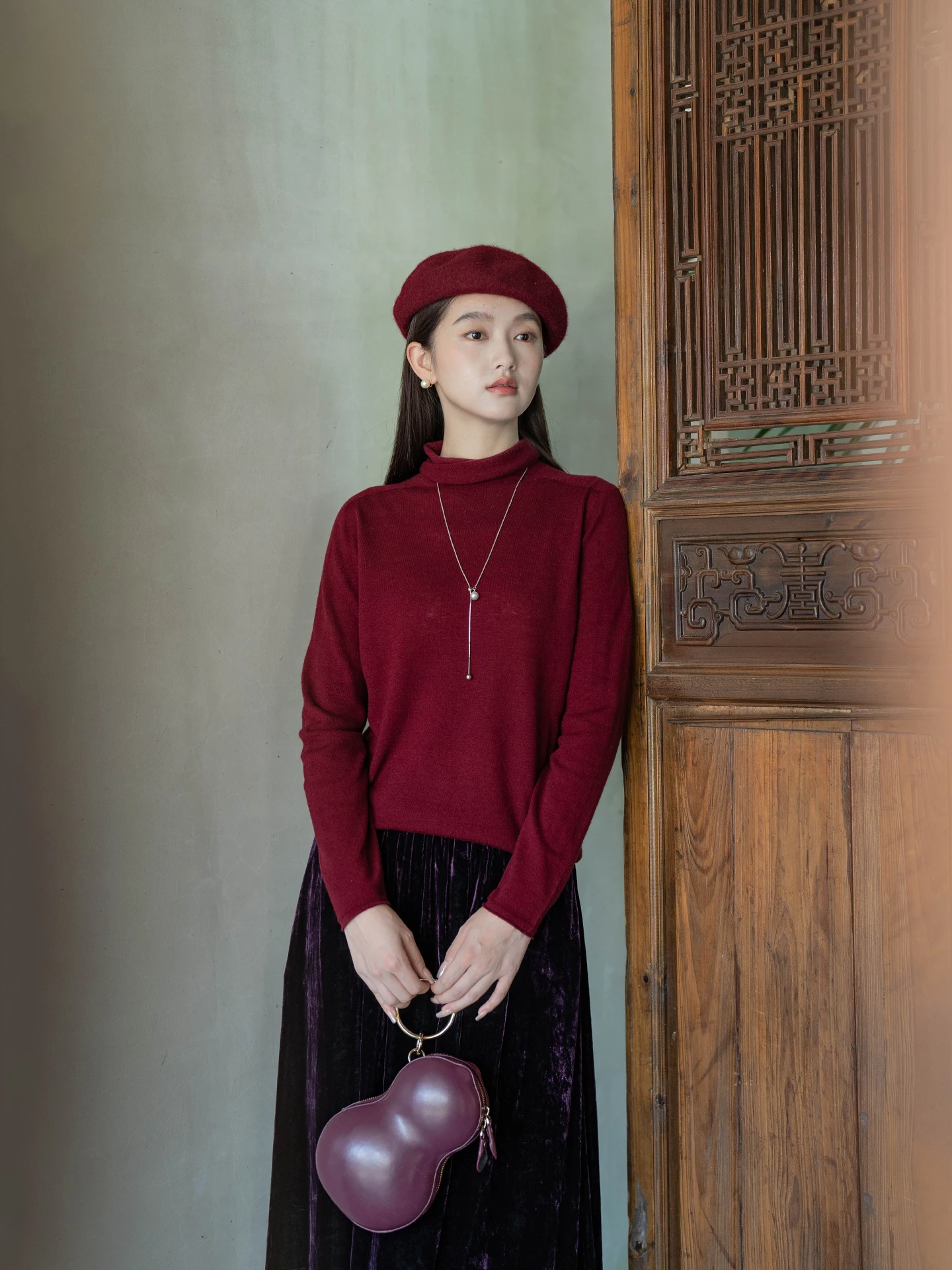 

Original Soft Wool High Collar Sweater Warm Cozy Knitted Top Beautiful Melton Wool Commute Sle Slim Fit Long Sve Crew Ne
