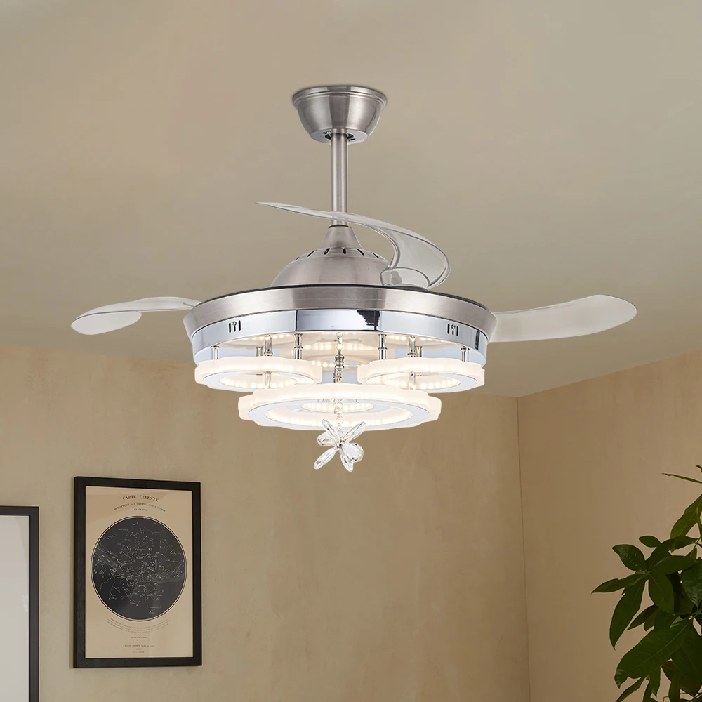 KOMORE Modern Style Indoor Round Ceiling Fan with Light and Remote, 3 Colour Temperature for Office, Living Room, Bedroom