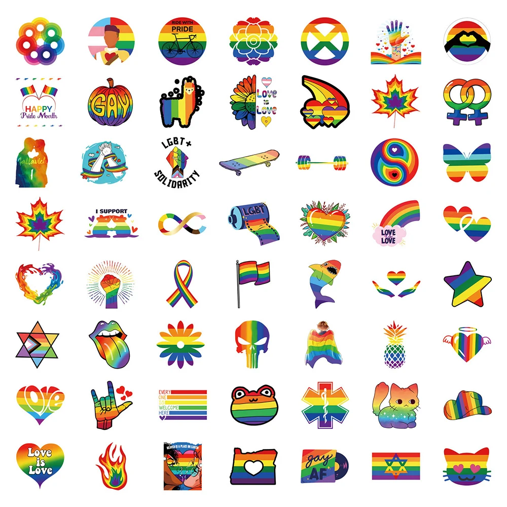 10/30/55/110pcs Cartoon Pride Parade Stickers Funny Rainbow Graffiti Sticker Water Bottle Phone Case Notebook Cool Decals Decor