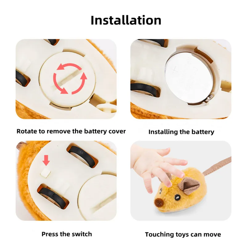 Electric Mice Cat Toys Interactive Self-Play Walking Simulation Mouse Pet Cat Plush Toy Vibration Sensor Kitten Cats Teaser Toys