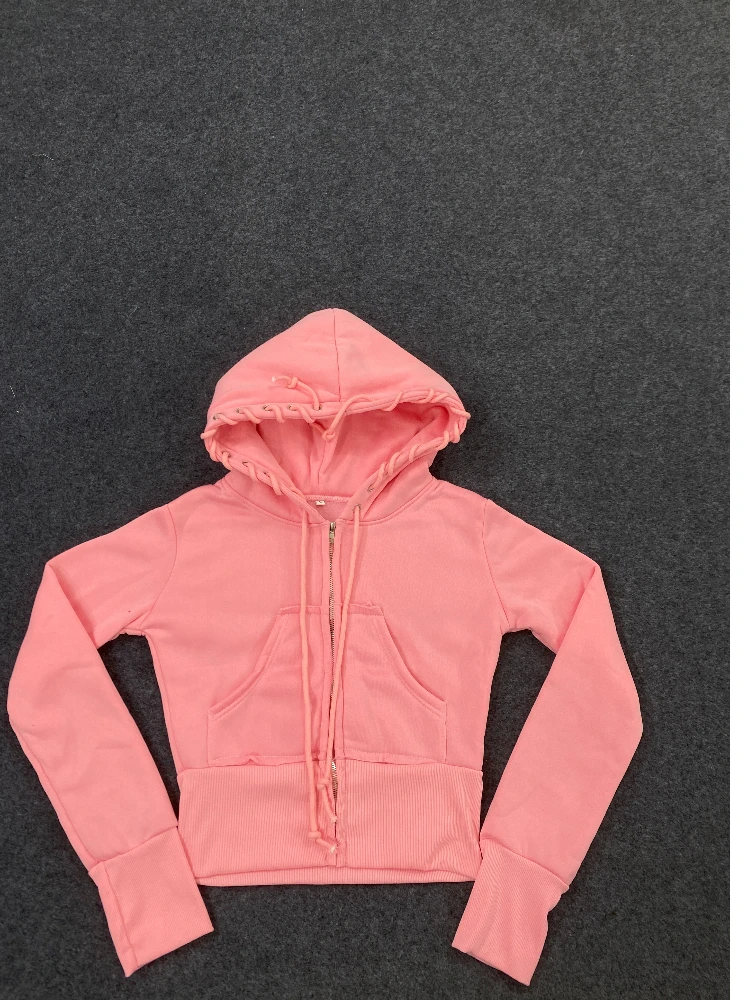 Nell'autunno e nell'inverno del 2025, giacca da donna sexy e piccante slim fit traforata con coulisse e cerniera corta ombelico esposto Y2K