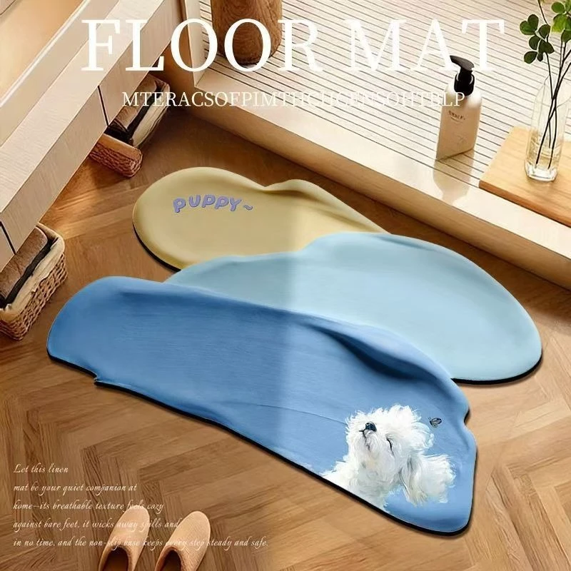 45x70CM Thick Diatom Mud Bathroom Mat Quick Dry Absorbent Non Slip 2D Dog Bath Rug Toilet Door Floor Carpet Home Foot Pad