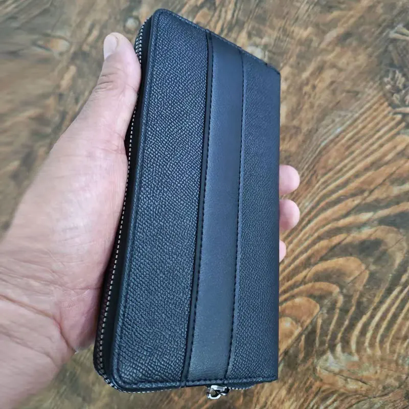 Men's Clutch Bag Litchi PU Multi Card Position Casual Long Money Clip Multifunctional Cell Phone Coin Purse