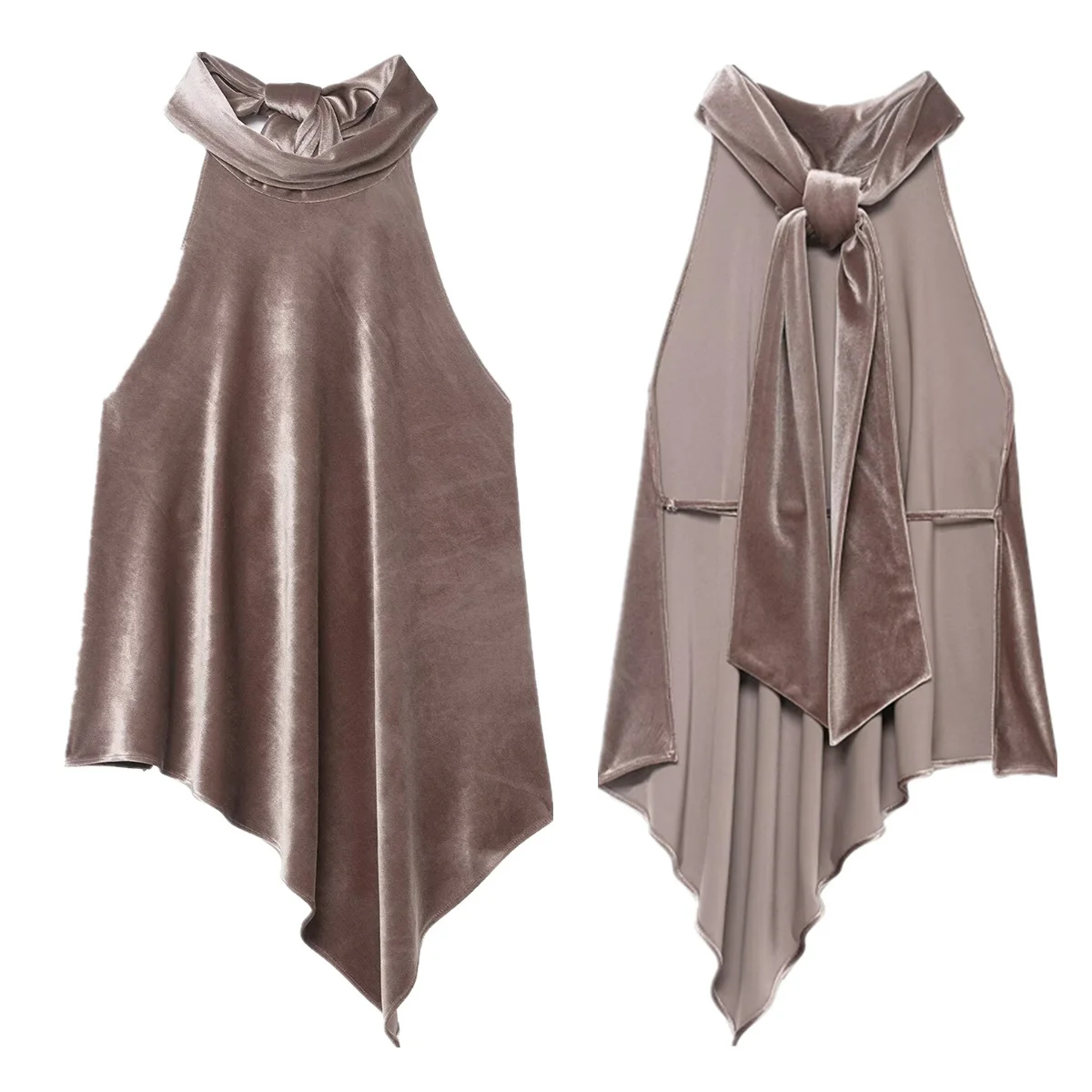 

Dave&Di Fashion Woman Clothes Party Velvet Blouse Women Sexy Backlecc Halter Pullover Blouses Women's Clothes T-Shirts Tops