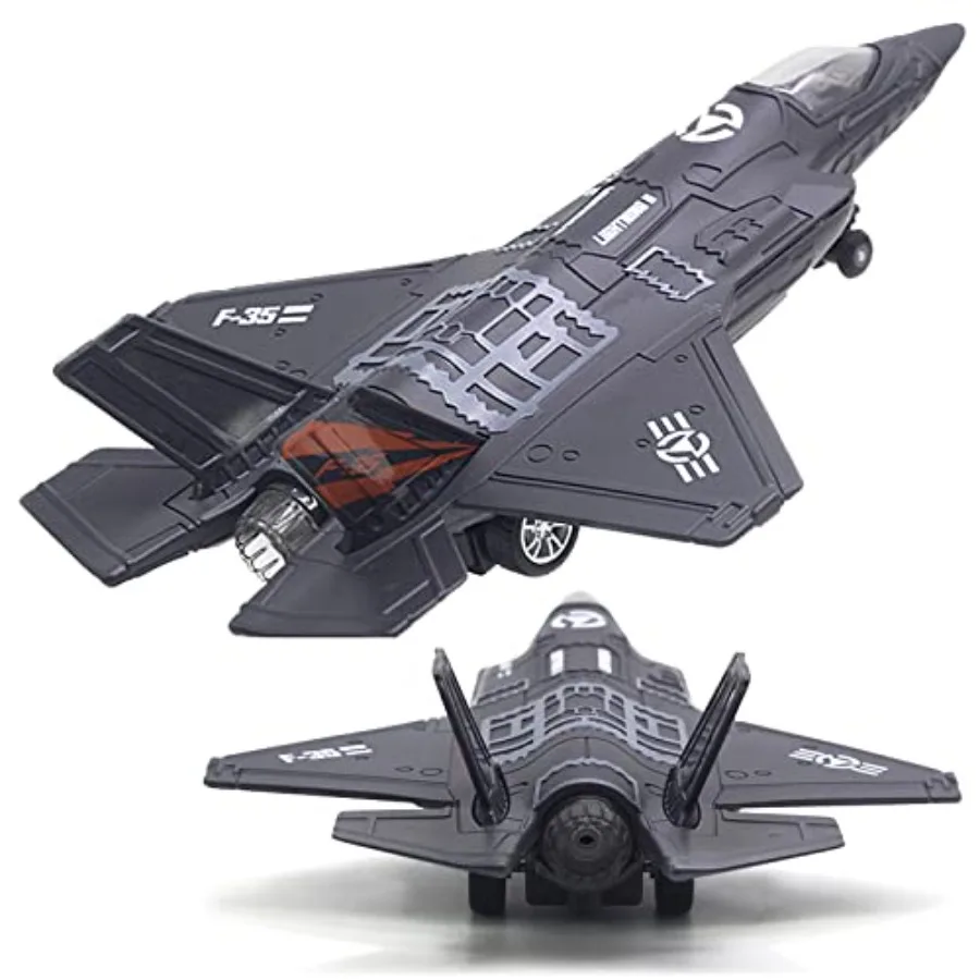 

Fighter Jet Military Plane Model F-35 Aircraft Army Air Force Diecast Metal Pull Back Bomber Attack Plane with Lights and Sound