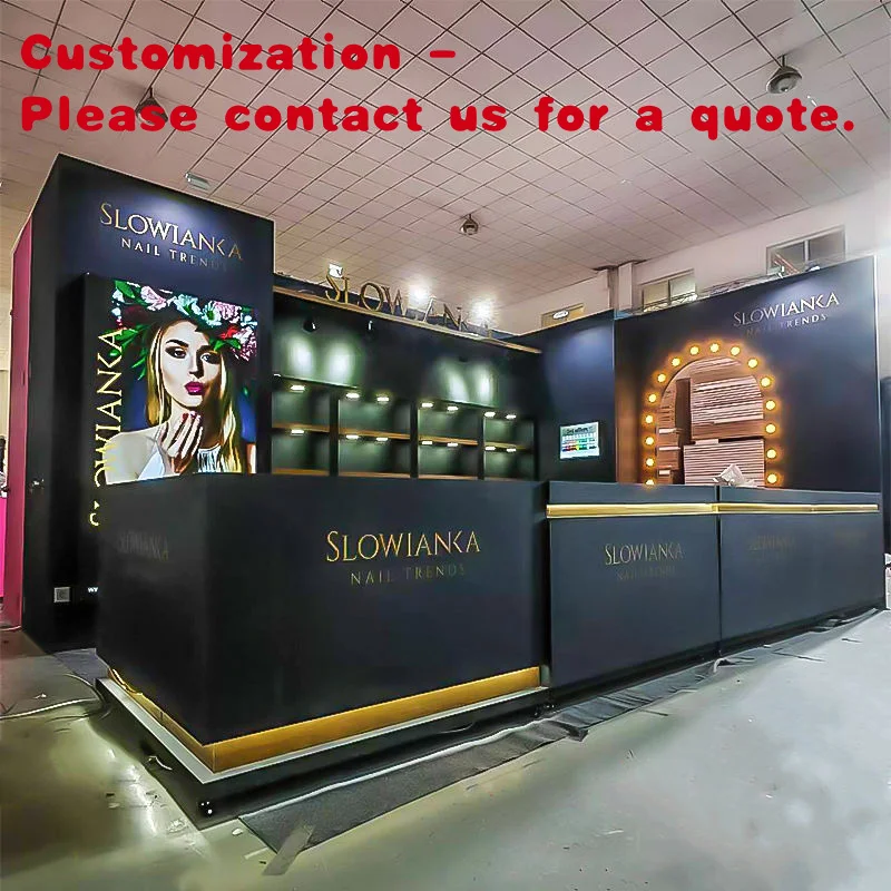 custom.Factory Direct High End Custom Wooden LED Luxury Beauty Store Quick Assembly Cosmetic Exhibition