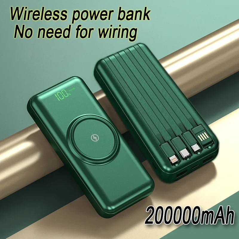 200000mah Wireless Fast Charging Large Power Bank Large Capacity Sharing Comes With Four-Wire Mobile Power Supply