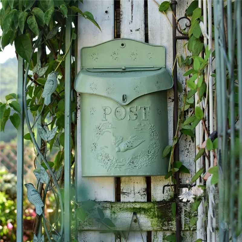 

Vintage European Rural Pastoral Style Wall Mount Mailbox Farmhouse Post Creative Newspaper Letter Box Waterproof Garden Decor