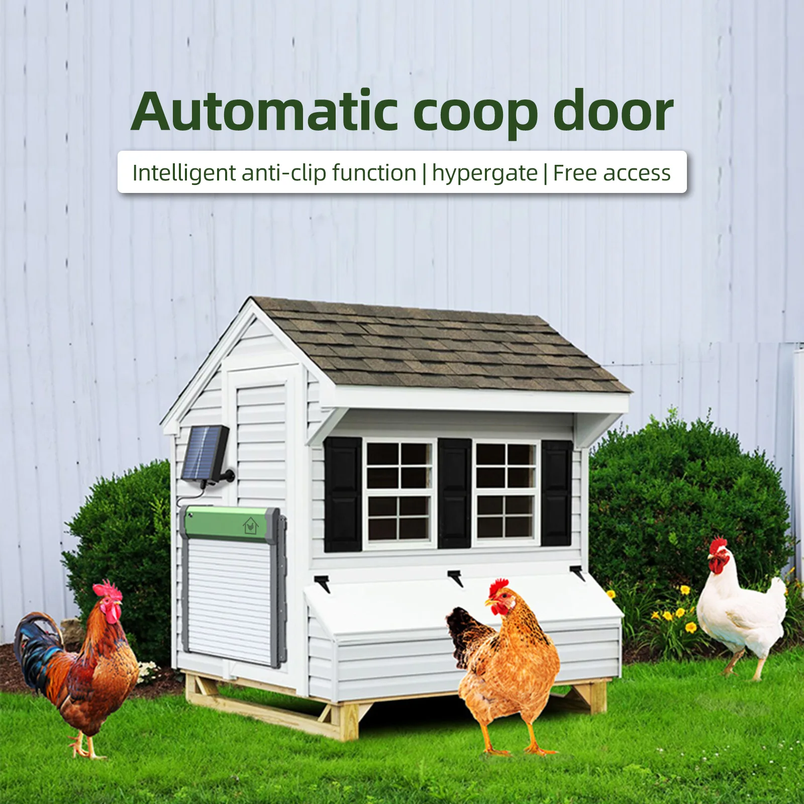 Automatic Chicken Coop Door Solar Powered Chicken Door with Timer / Light Sensor / Remote Control / Manual Mode Aluminum Alloy