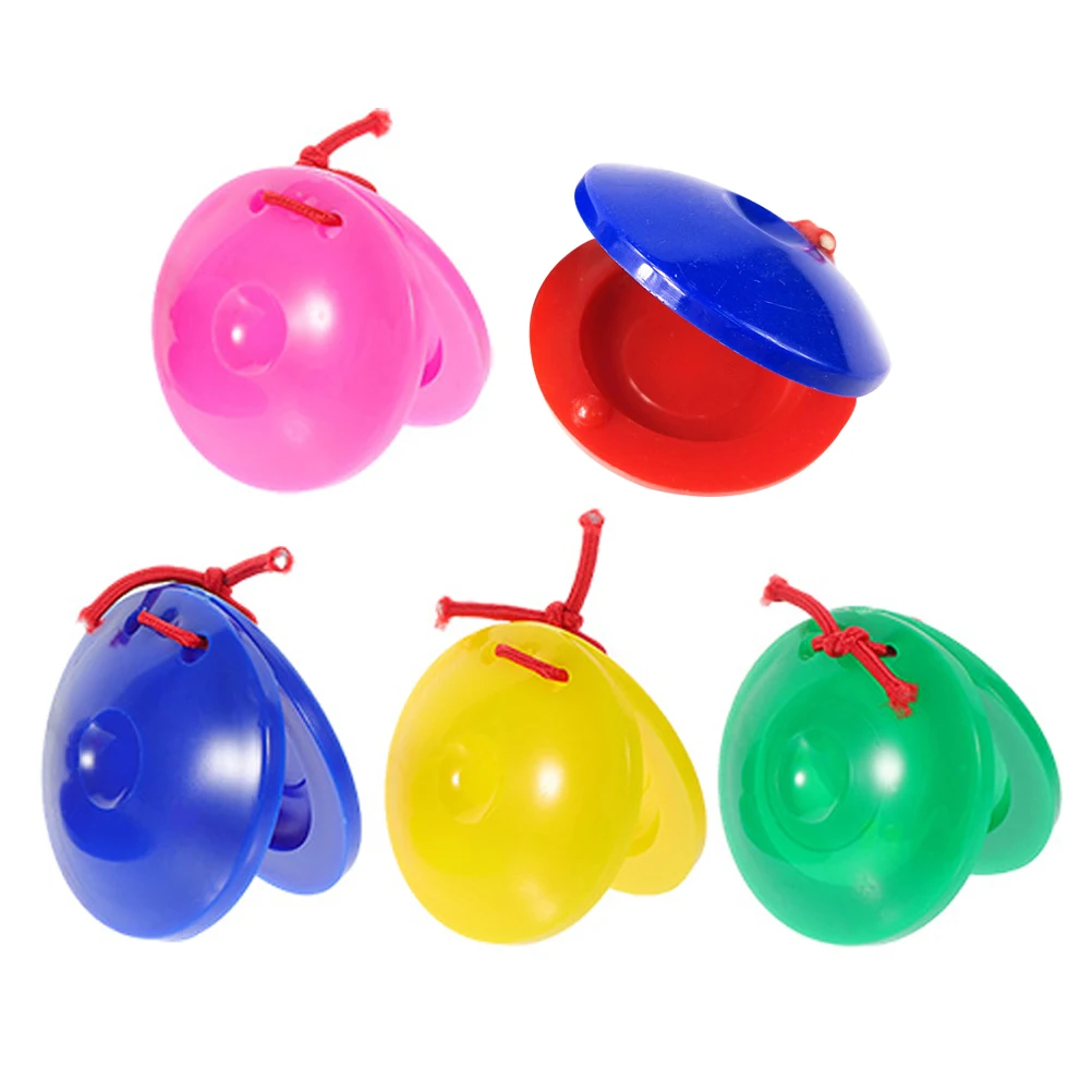 

5 Pcs Plastic Castanet Castanets Instruments Small Children Finger Toys Plaything Wood