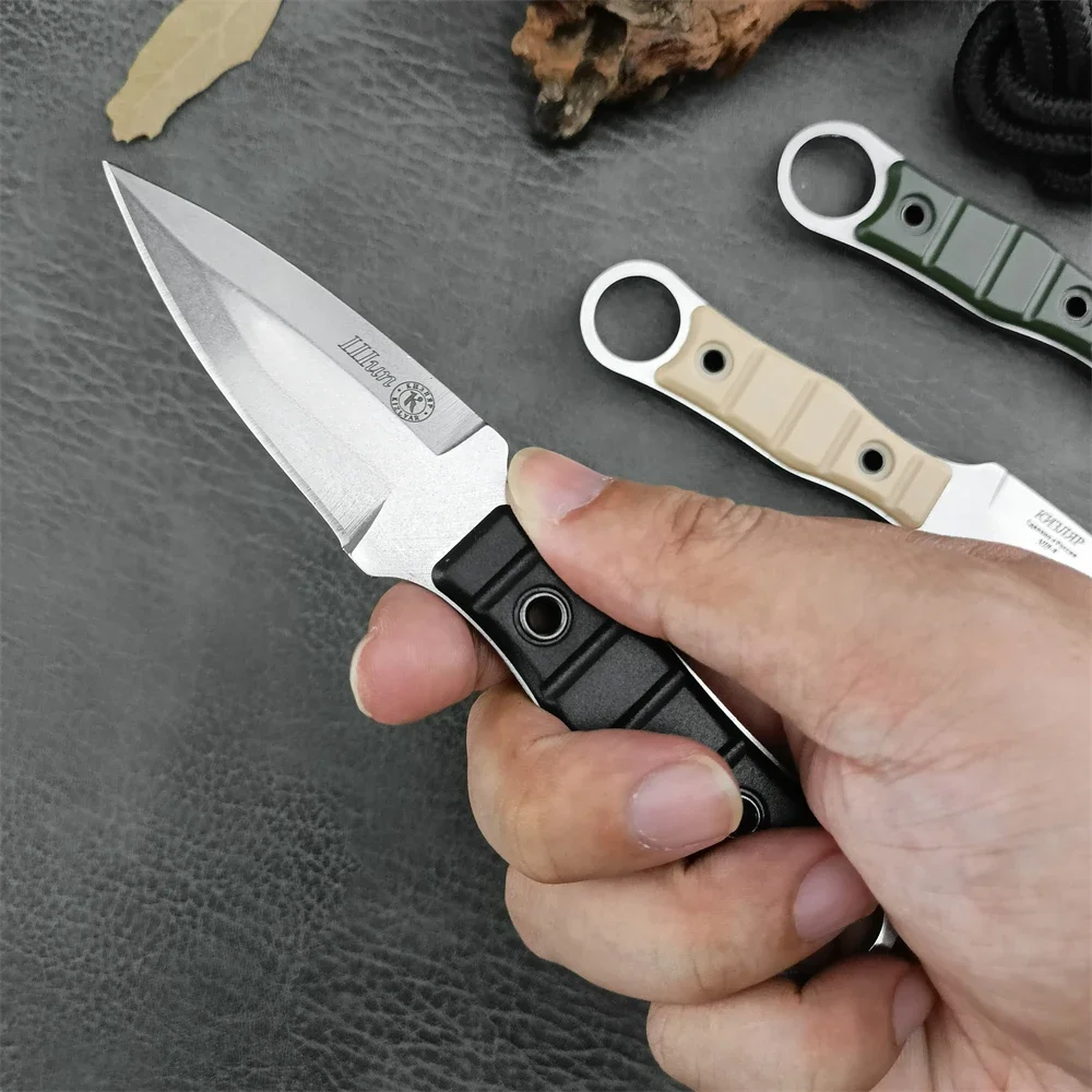 Tactical Kizlyar Hunting Camping Knives 8Cr13Mov Steel Satin Spear Point Fixed Blade Knife Utility Self Defense EDC Multitool