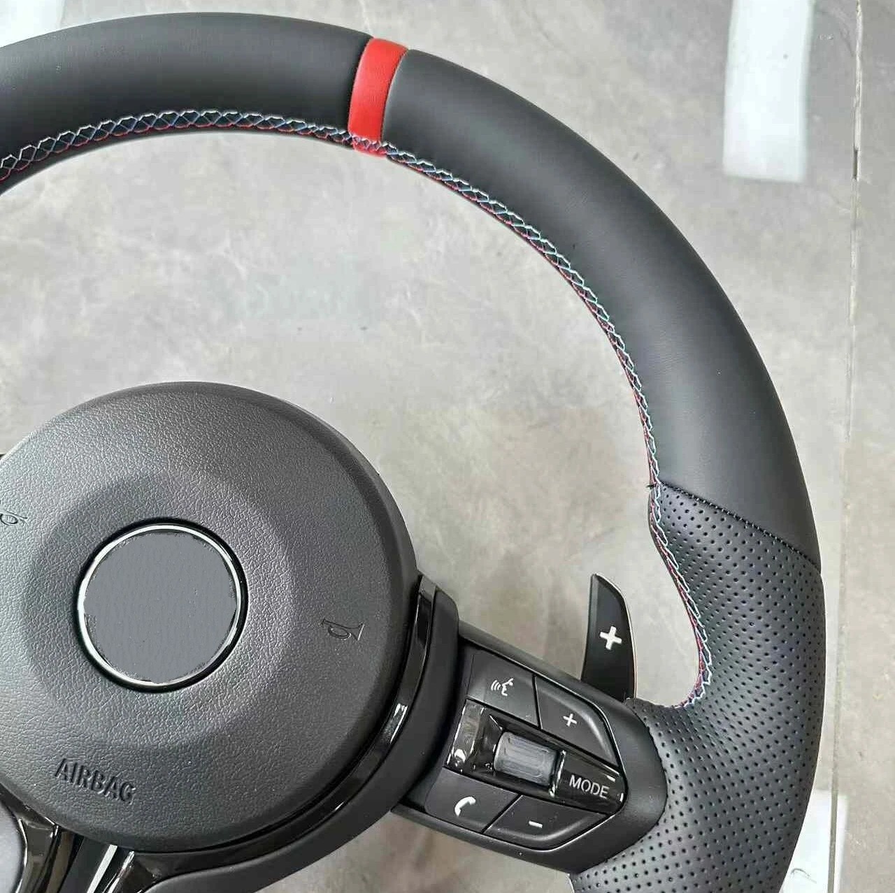 Flat Bottom M Sport Steering Wheel For BMW F10 F30 F20 F31 F11 F32 F36 F22 F15 F16 F25 F26 X5 X6 X3 X4 3/5 Series Full Leather