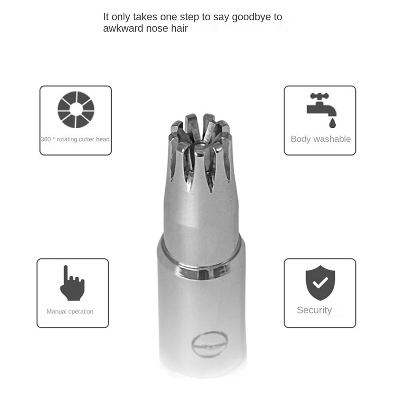 Portátil Manual Nose Hair Trimmer, seguro e portátil de depilação Cleaners, Nostril Hair Trimmer, 2 Pack