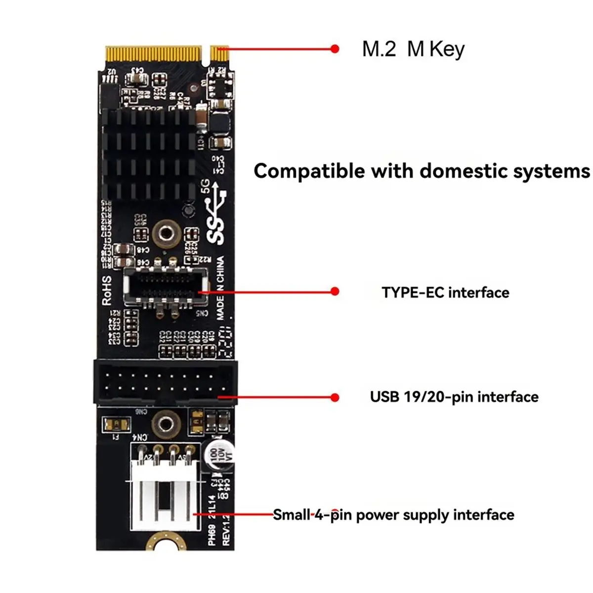 ABIU M.2 M Key PCIe to USB 3.1 Adapter Expansion Card TYPE C+19/20PIN M.2 PCIe to USB Adapter Converter Expansion Card