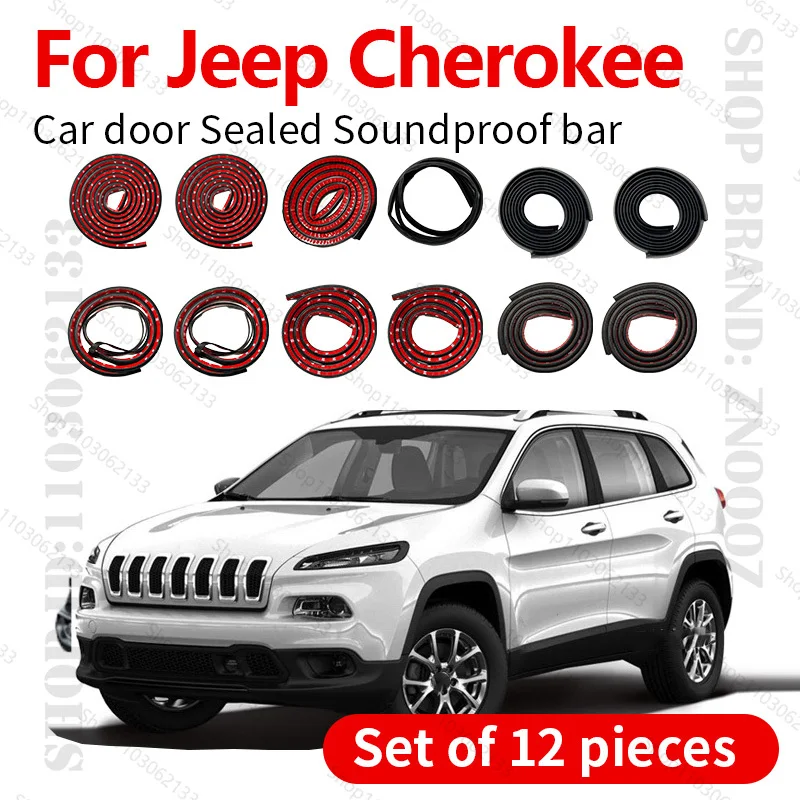 

Для Jeep Cherokee KL уплотнительная лента для двери автомобиля, резиновая двухслойная уплотнительная защита, звукоизоляционная лента, пылезащитная уплотнительная лента, набор из 12 шт.