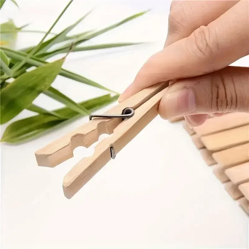 20 pcs Natural Bamboo Clothes Pins Photo Clips Clothespin DIY Wedding Party Wooden Clip Clips Pegs Dropshipping Clothing Tweezer