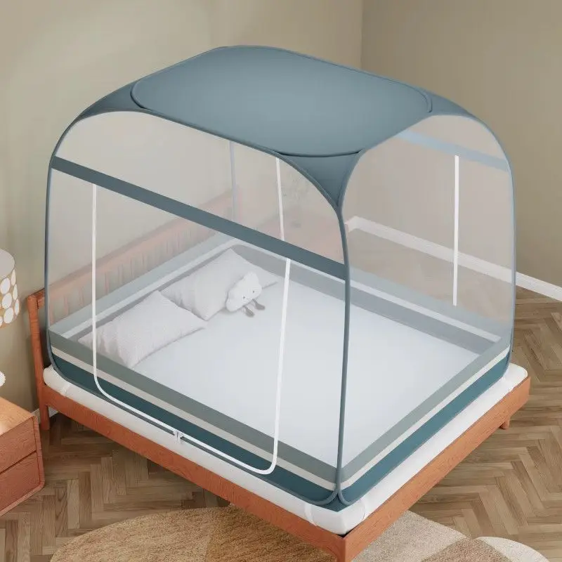 instant-setup-mosquito-net-tent-for-double-bed-foldable-mesh-canopy-breathable-square-top-with-zippered-doors-home-textile-net