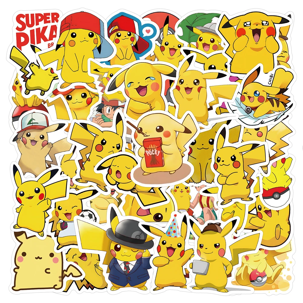 Pegatinas de Pokémon para niños, calcomanías divertidas de Pikachu para monopatín, cuaderno, bicicleta, portátil, Maleta, juguetes de grafiti,