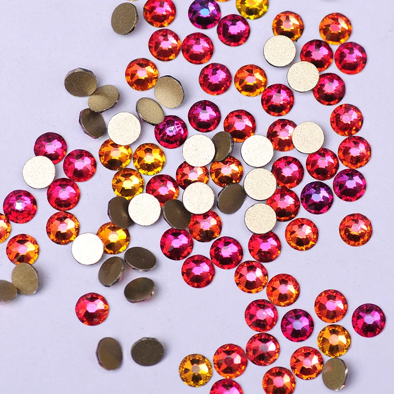 YANRUO 2088NoHF All Sizes Red Volcano DIY Strass Flat Back Cold Fixation Non Hotfix Crystals Glass Rhinestones For Nails Art