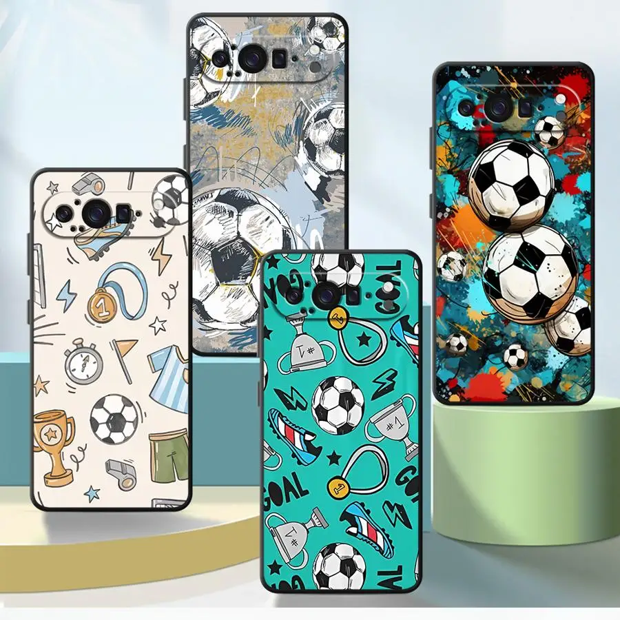 Coque de téléphone motif football de dessin animé pour Google Pixel 10A 8a 6 7 8 Pro 6a 9a 10 9 Pro XL 7a