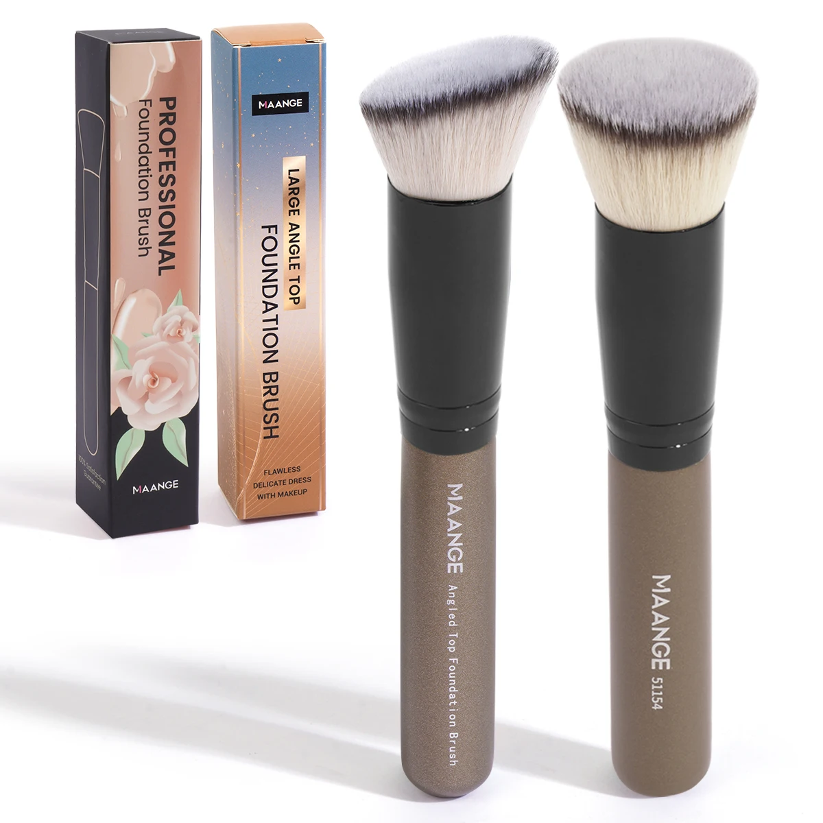 Maange Foundation Make-Up Borstel Platte/Hoek Concealer Poeder Blush Borstel Met Dichte Doos Zachte Borstelborstel Schoonheid Tool Voor Vrouwen