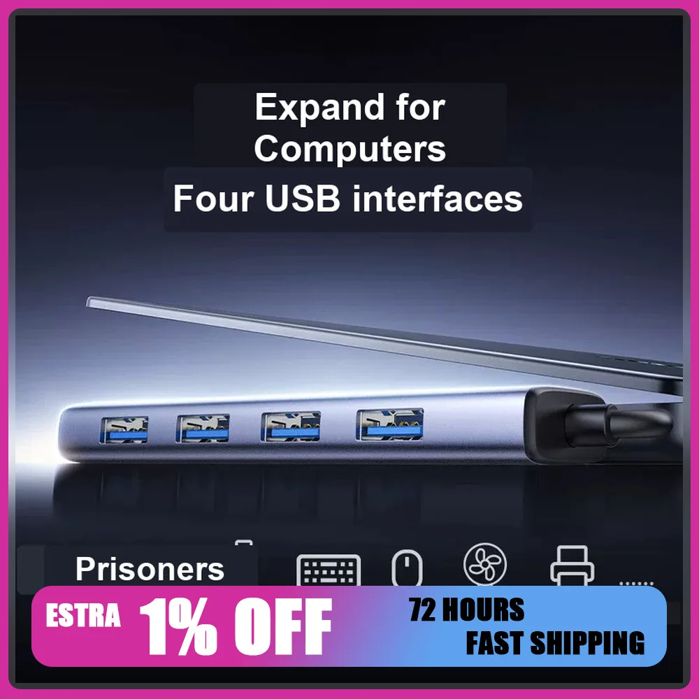 UGREEN 65802 4 Port USB 3.0 Hub High Speed Splitter with Extended Cable