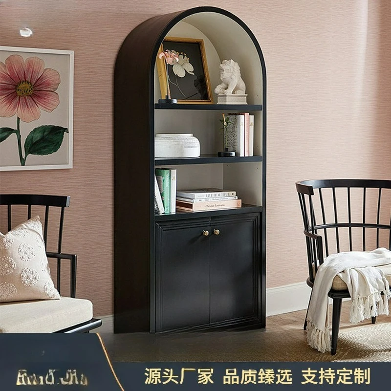 

Customized, American light luxury solid wood bookcase, post-modern simple living room with door storage cabinet