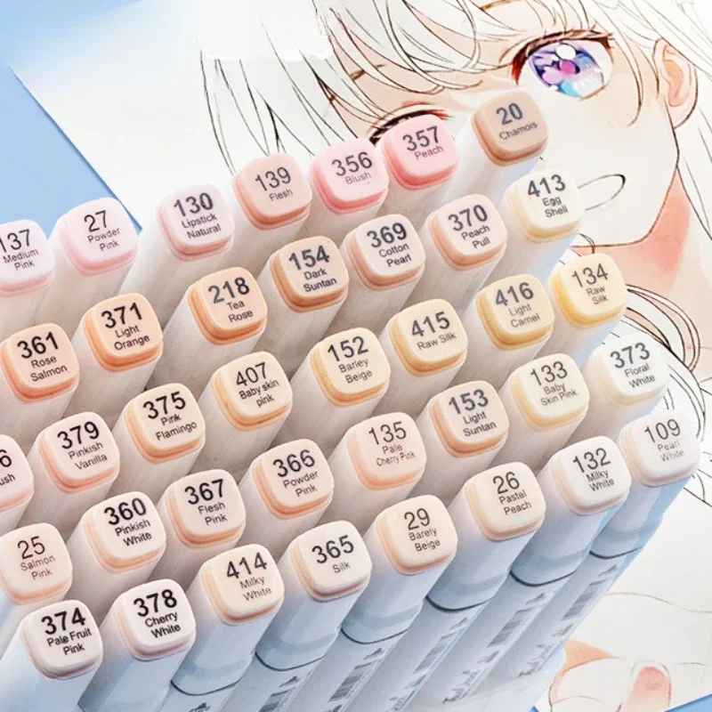 10/12/20/24/30 Colors Double-headed Skin Color Markers Set of Anime Hand-drawn Color Filler Pens Art Supplies Sketching