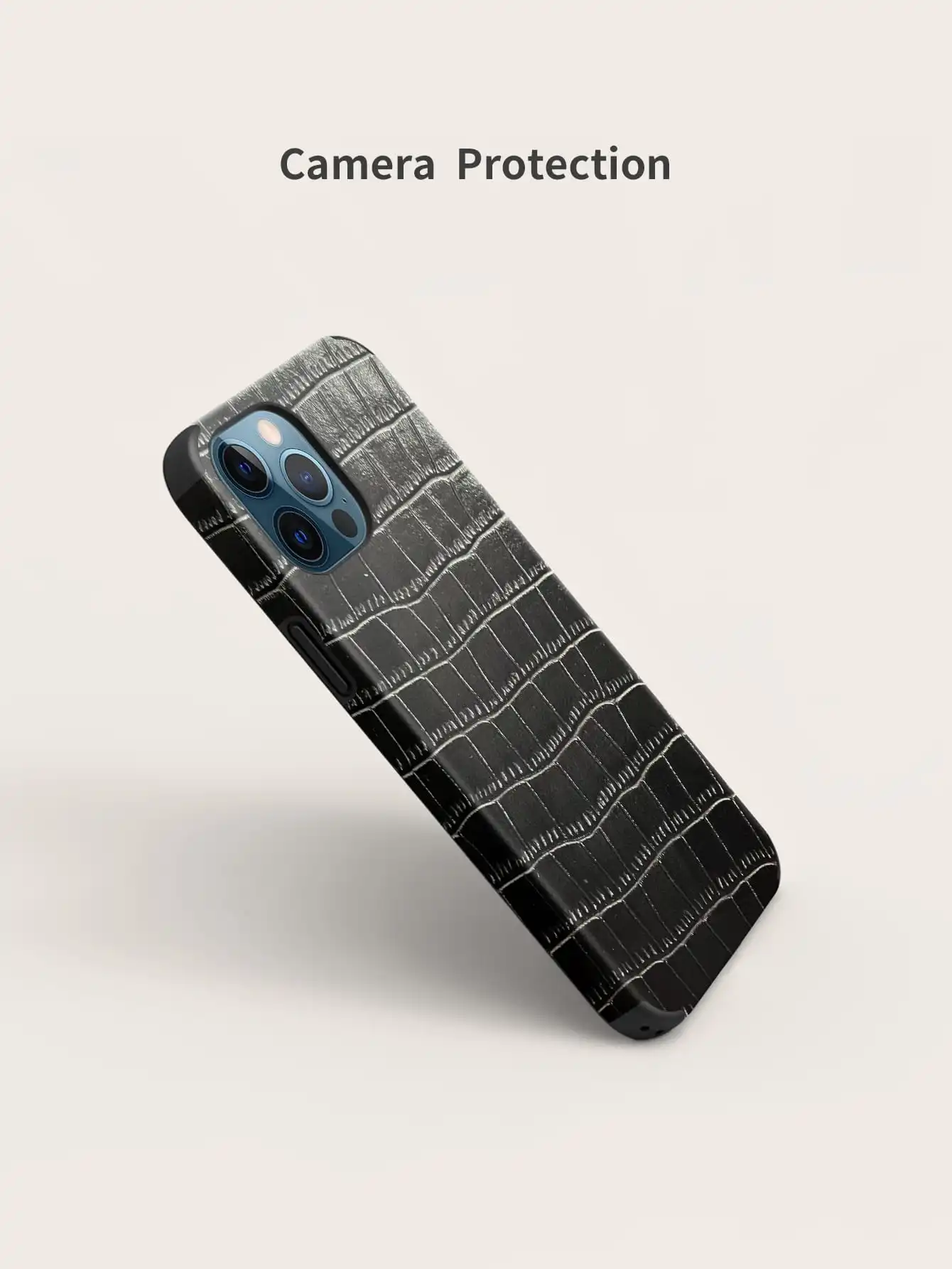 1 Black Crocodile Pattern Anti-Drop and Shockproof Leather Phone Case with Sound Conversion Design and Leather Bonding Process