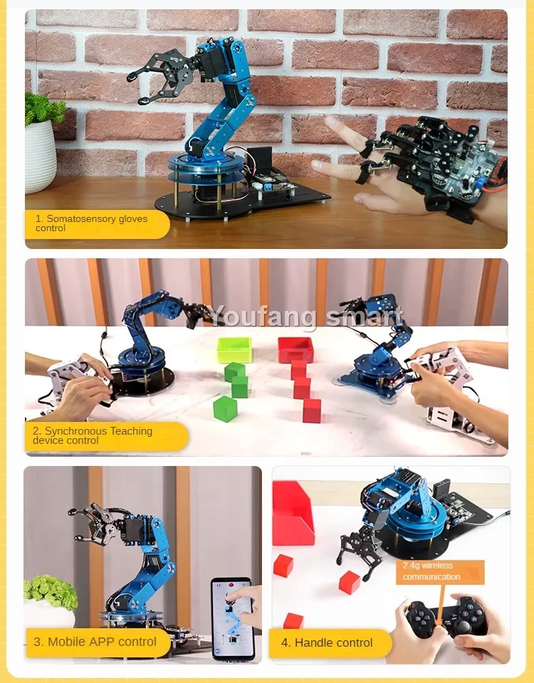 NANO/STM32 6 DOF Robot braccio meccanico in lega metallica per Arduino Robot Kit fai da te a Ps2/guanti somatosensoriali braccio Robot programmabile