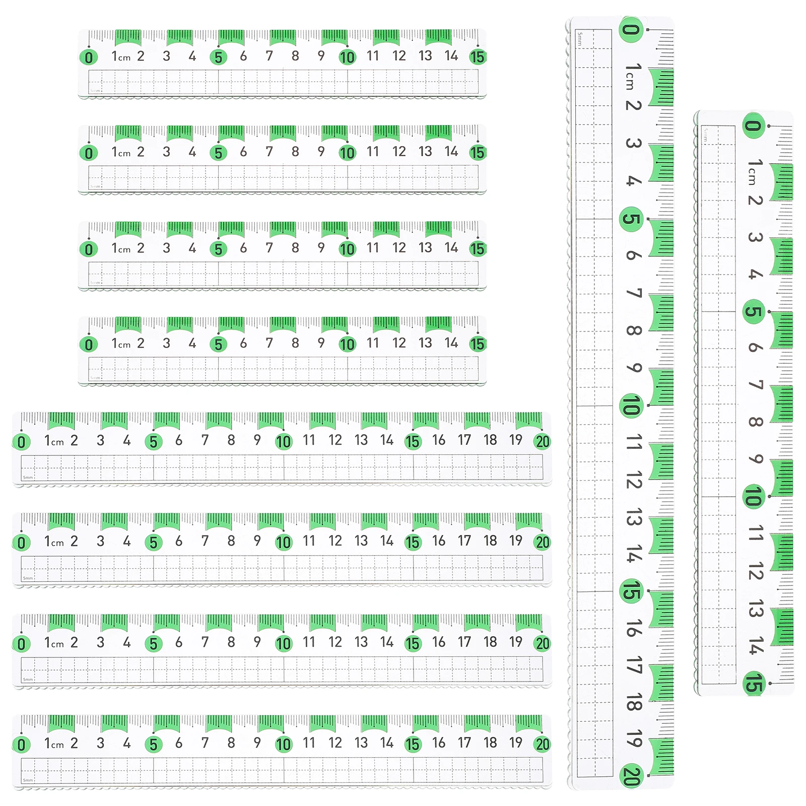 10pcs Reading Color Block Rulers 15cm 20cm Transparent Straight Ruler Professional Drafting Tool Student Stationery Measuring