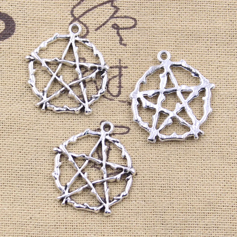 15pcs Charms Star 28x25mm Antique Silver Color Pendants DIY Crafts Making Findings Handmade Tibetan Jewelry