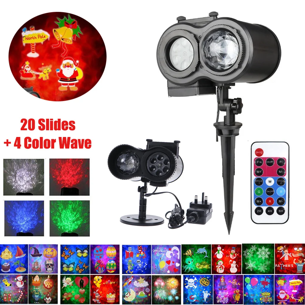 ضوء جهاز عرض LED للعطلات 20 أنماط ديناميكية عدسة 6 فتحات مقاومة للماء لحديقة عيد الميلاد الخارجية #3