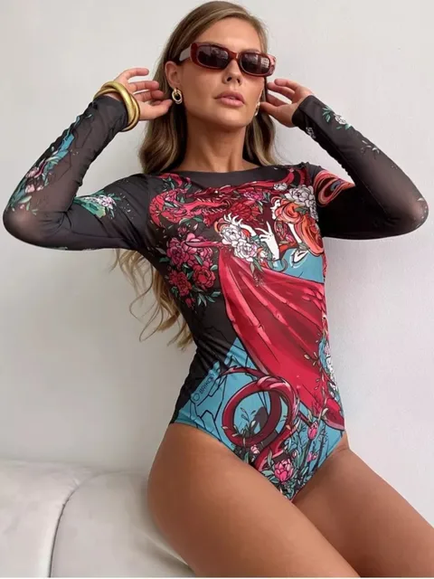Nowy seksowny kostium kąpielowy z wysoką talią dla kobiet Letni kostium kąpielowy Bikini Set Stroje kąpielowe z długim rękawem dla kobiet Strój kąpielowy na plażę dla kobiet