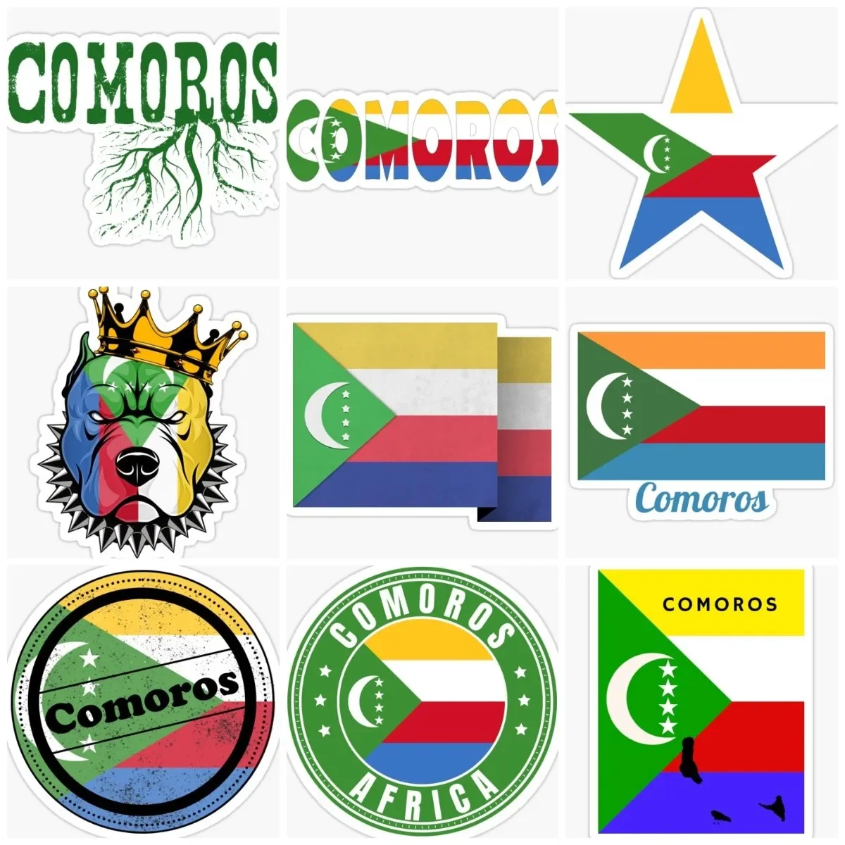 

Comoros COM Flag Emblem Sticker Motorcycle Bike Accessories Car Window Laptop Bumper Wall Truck Bicycle Glass Van Helmet Decal