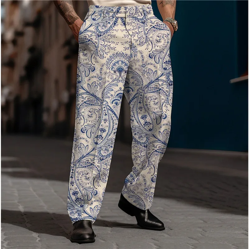 THE NEW MEN'S COMFORTABLE AND GOOD-LOOKING PATTERN OF PRINTED STYLE FASHION CASUAL PLUS SIZE LOOSE DAILY BREATHABLE STRAIGHT LEG