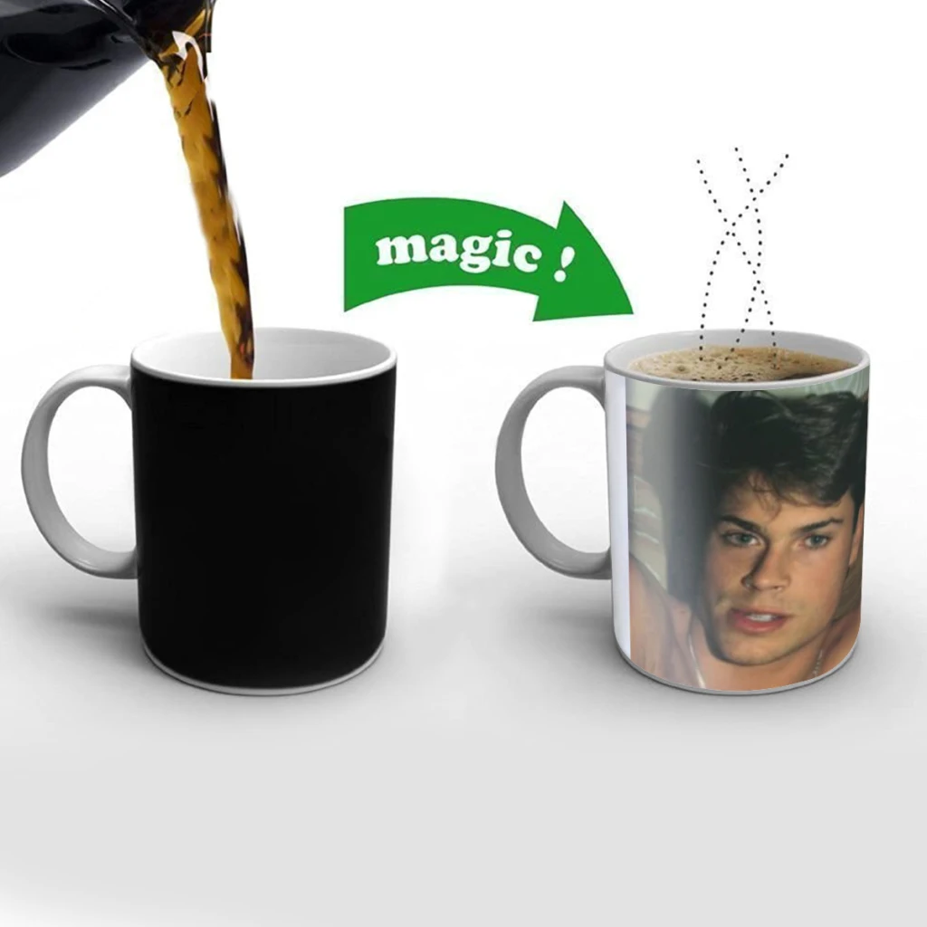 R-Rob Lowe Free shipping Mug Changing Color Ceramic Coffee Mugs Magic Tea Cup Best Gift