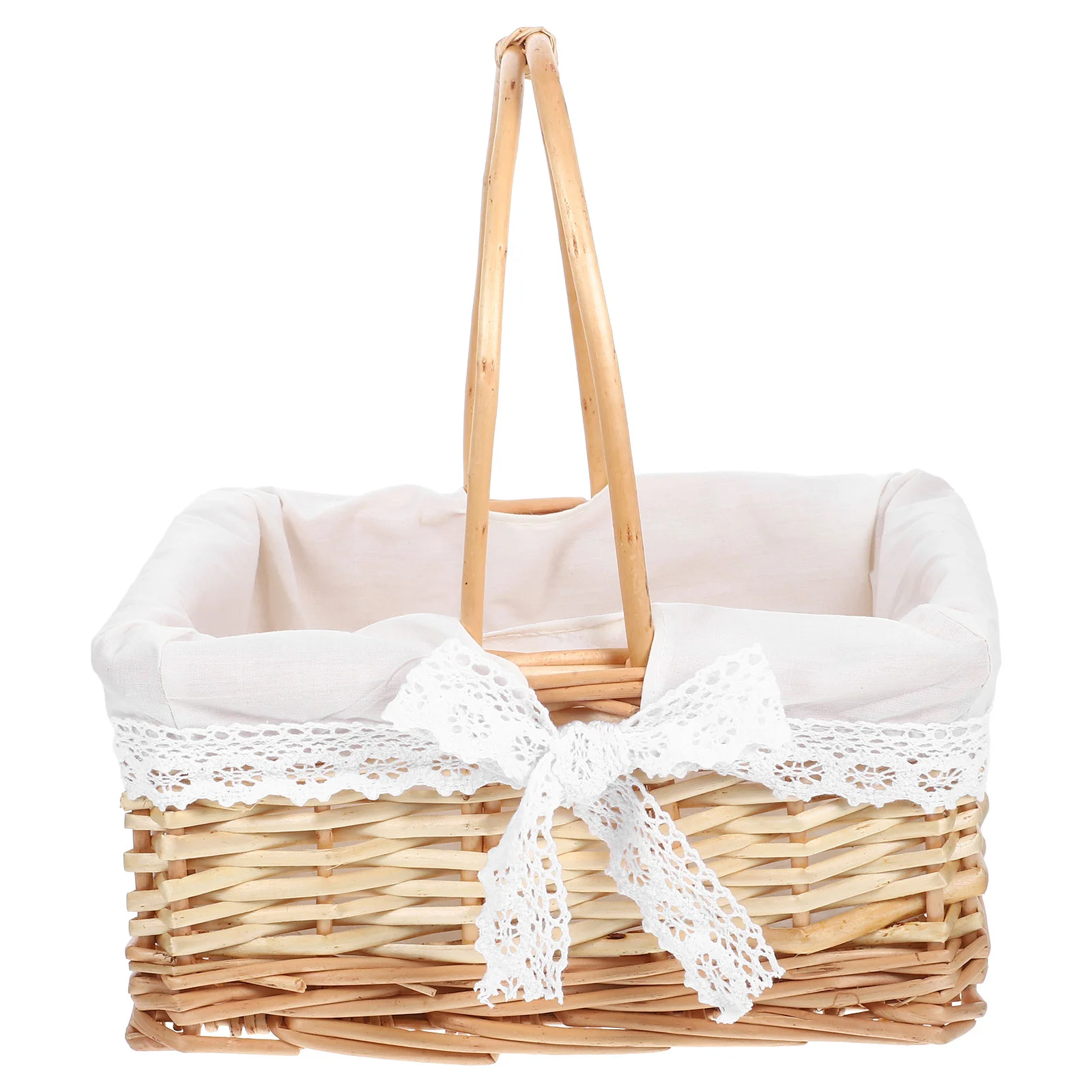

Wicker Storage Basket Picnic Small Flower Willow Woven with Handle Handles Child
