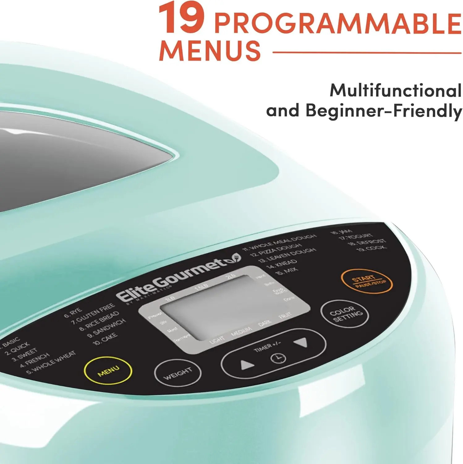 Gourmet Ebm 8103M Programmeerbare Broodbakmachine 3 Broodformaten, 19 Menufuncties Glutenvrije Witte Tarwe Rogge Frans En M