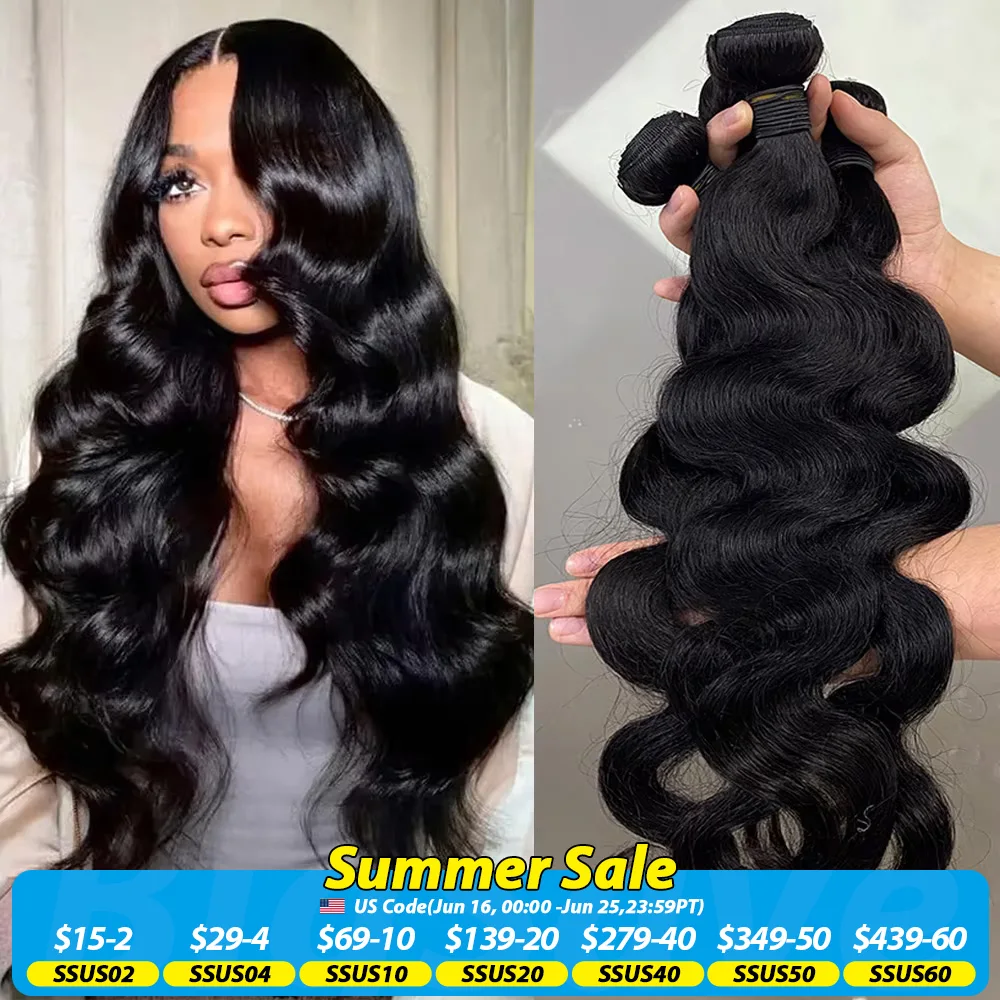 24inch Body Wave Human Hair Bundles 100% Brazilian Raw Human Hair 1/3/4 Bundles for Women 10A Thick Bundles 3 Days Delivery