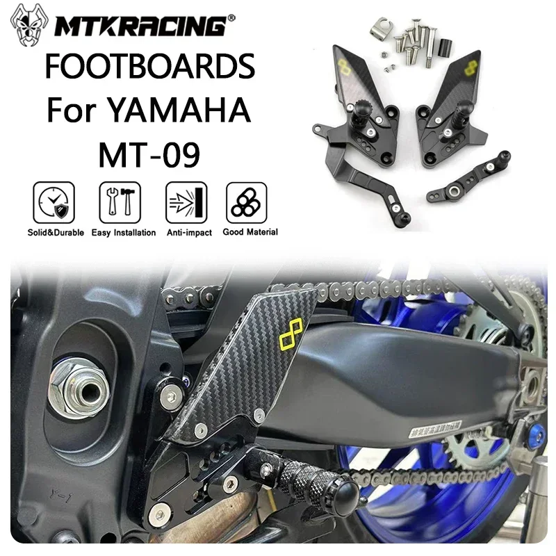 Motor FOOTBOARDS For YAMAHA MT-09 MT09 21-24  Rear Sets Heighten Pedal Adjustable Rearsets FootPegs Shift Lever Brake Kit