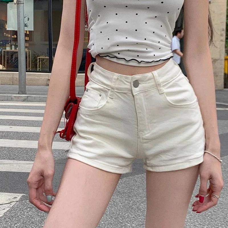 

Hot Sale Summer Lady High Waist Shorts Female Korean Classic White Denim Pants Girls Leisure Fashion Thin Short Jeans